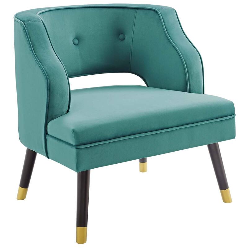 Carson Carrington Lagernas Tufted Open Back Velvet Armchair