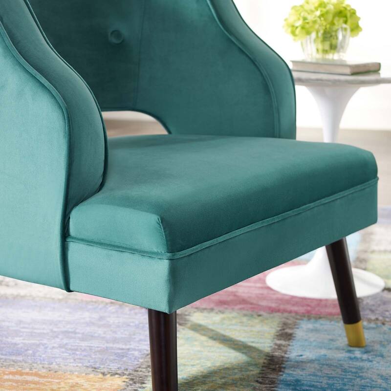 Carson Carrington Lagernas Tufted Open Back Velvet Armchair