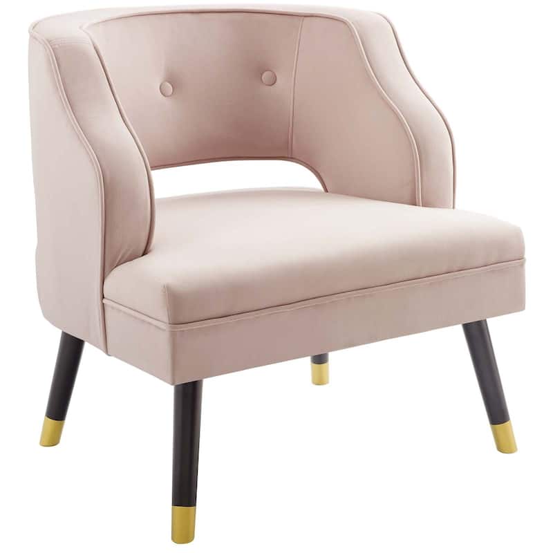 Carson Carrington Lagernas Tufted Open Back Velvet Armchair - Pink