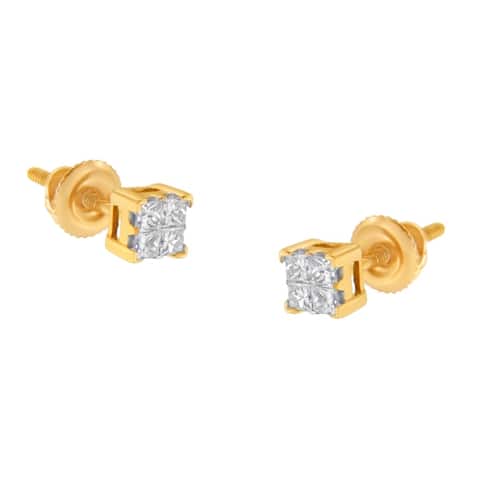 10K Rose Gold 1/4ct TDW Princess Diamond Stud Earring (J-K, I1-I2)
