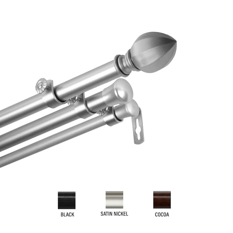 InStyleDesign Sienna Triple Curtain Rod 13/16 inch dia. - 28 to 48 inches - Satin Nickel