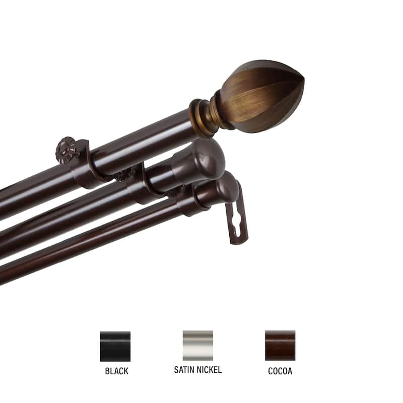 InStyleDesign Sienna Triple Curtain Rod 13/16 inch dia. - 120 to 170 inches - Cocoa