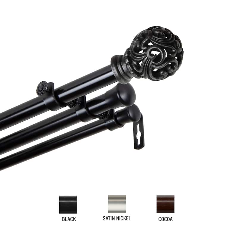 InStyleDesign Stella Triple Curtain Rod 13/16 inch dia. - 66 to 120 inches - Black