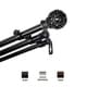 preview thumbnail 3 of 2, InStyleDesign Stella Triple Curtain Rod 13/16 inch dia. 66 to 120 inches - Black