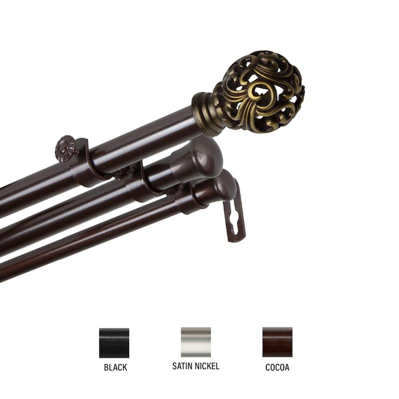 InStyleDesign Stella Triple Curtain Rod 13/16 inch dia. - 28 to 48 inches - Cocoa