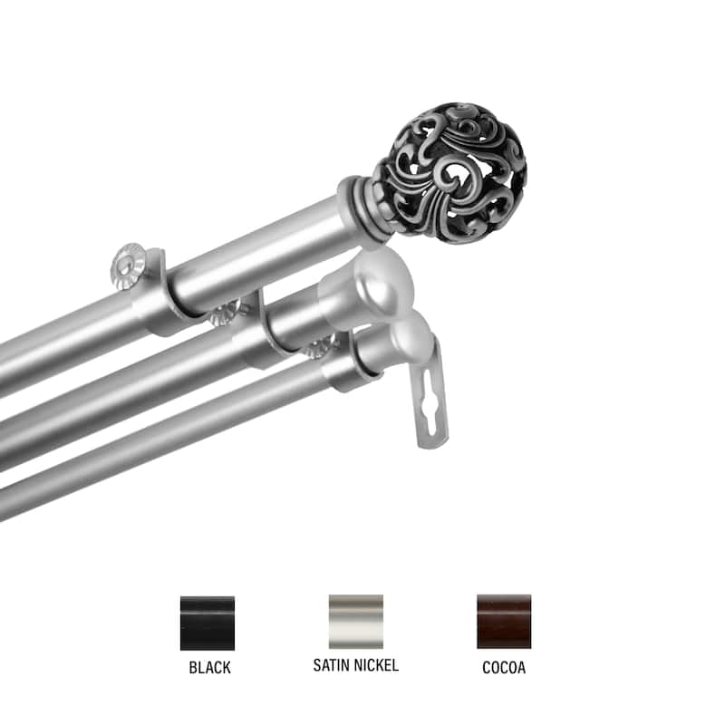 InStyleDesign Stella Triple Curtain Rod 13/16 inch dia. - 120 to 170 inches - Satin Nickel