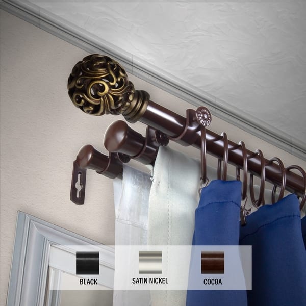 slide 2 of 4, InStyleDesign Stella Triple Curtain Rod 13/16 inch dia.