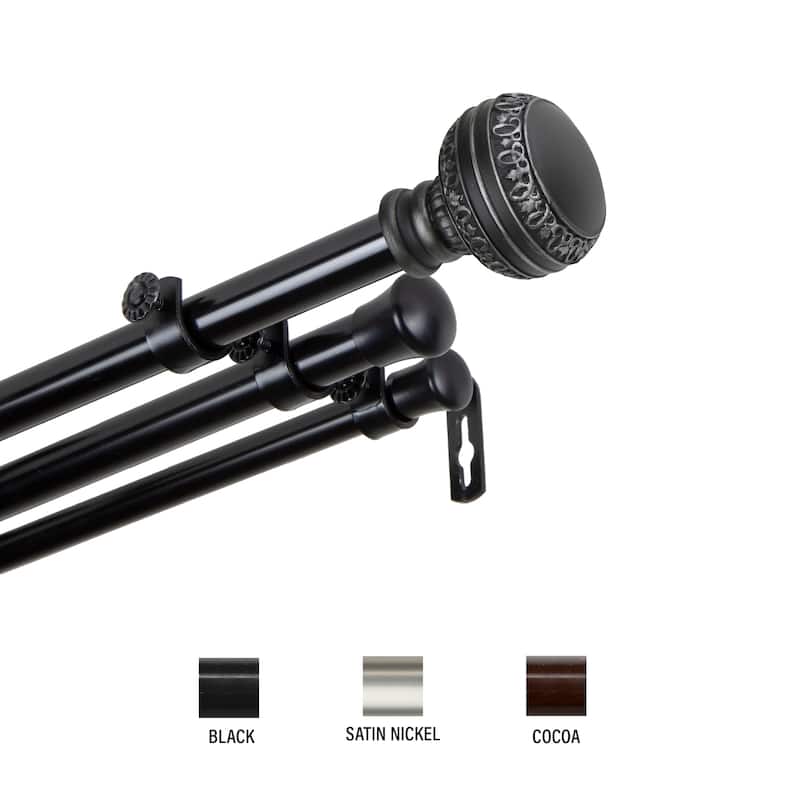 InStyleDesign Helena Triple Curtain Rod 13/16 inch dia. - 120 to 170 inches - Black