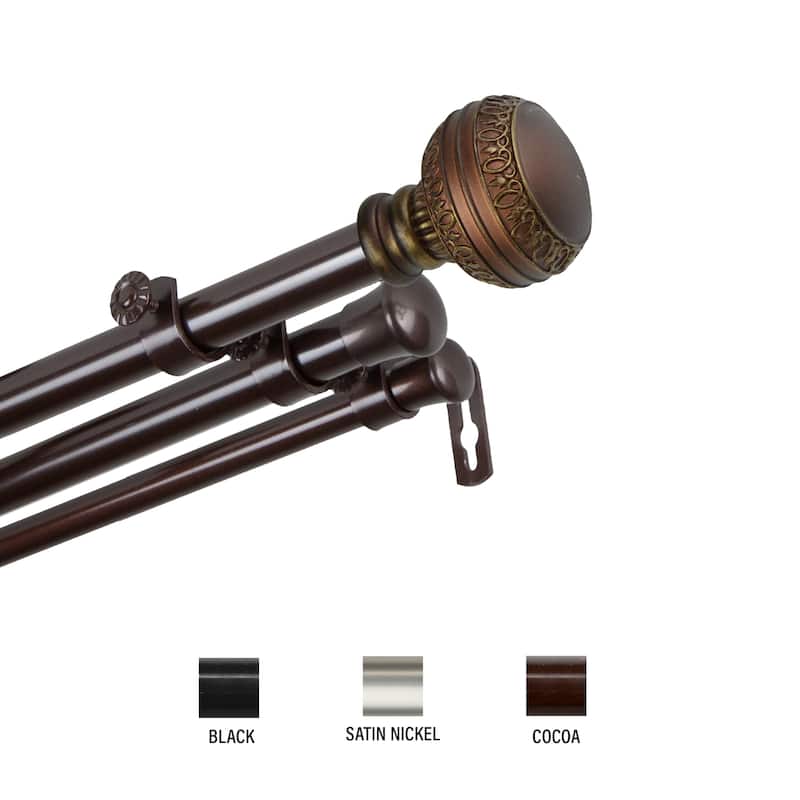 InStyleDesign Helena Triple Curtain Rod 13/16 inch dia. - 28 to 48 inches - Cocoa