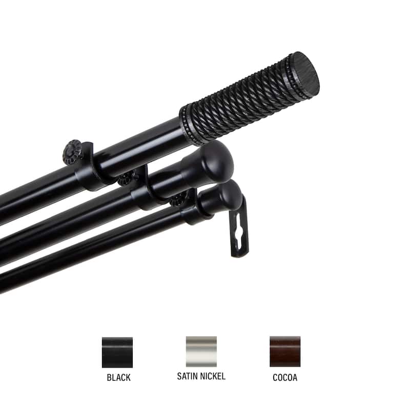InStyleDesign Yarn Triple Curtain Rod 13/16 inch dia. - 120 to 170 inches - Black