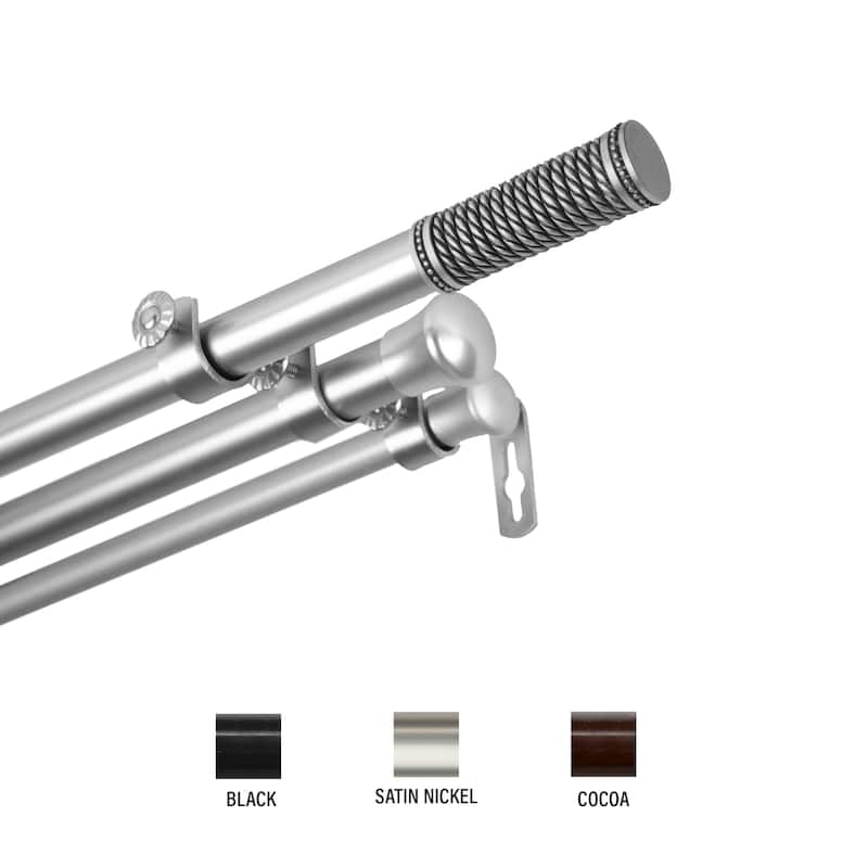InStyleDesign Yarn Triple Curtain Rod 13/16 inch dia. - 120 to 170 inches - Satin Nickel