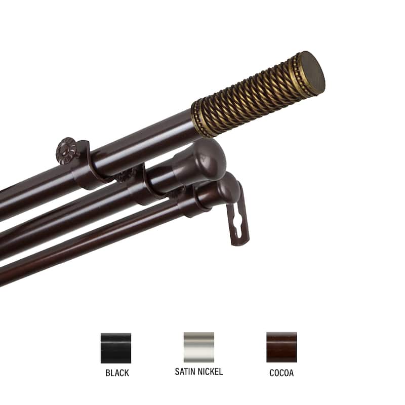InStyleDesign Yarn Triple Curtain Rod 13/16 inch dia. - 28 to 48 inches - Cocoa