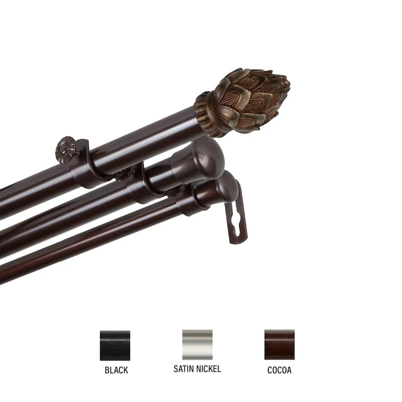 InStyleDesign Lotus Triple Curtain Rod 13/16 inch dia. - 66 to 120 inches - Cocoa