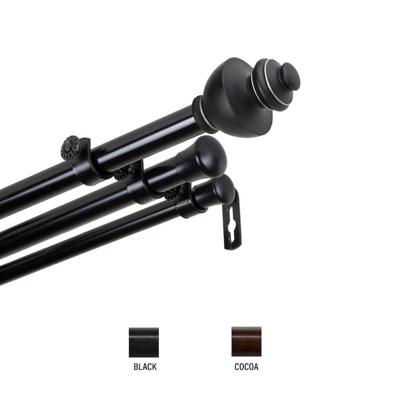 InStyleDesign Monarch Triple Curtain Rod 13/16 inch dia. - 28 to 48 inches - Black
