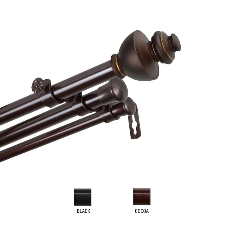InStyleDesign Monarch Triple Curtain Rod 13/16 inch dia. - 28 to 48 inches - Cocoa