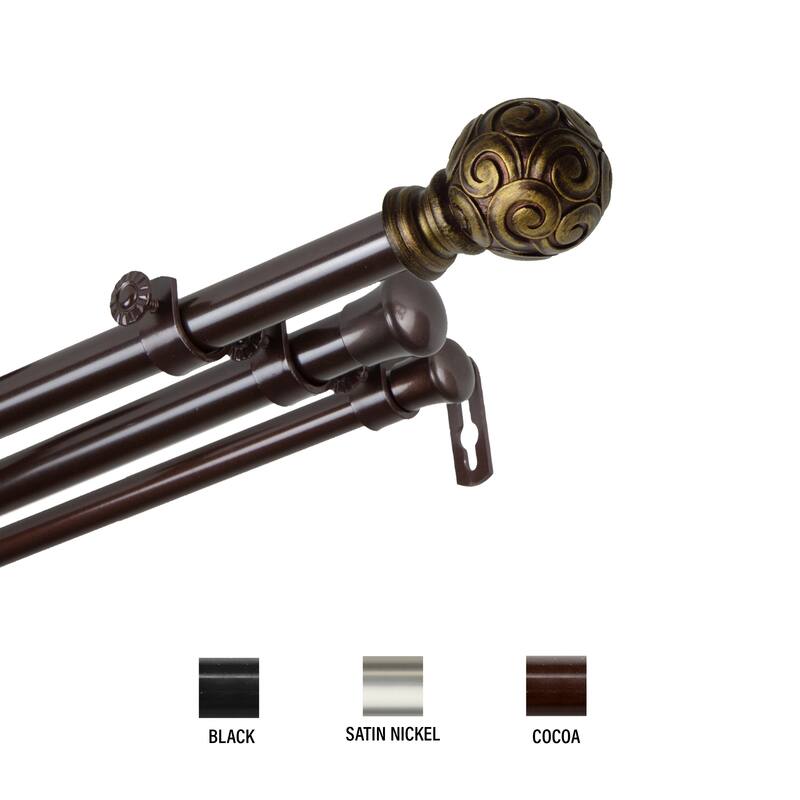 InStyleDesign Lux Triple Curtain Rod 13/16 inch dia. - 28 to 48 inches - Cocoa