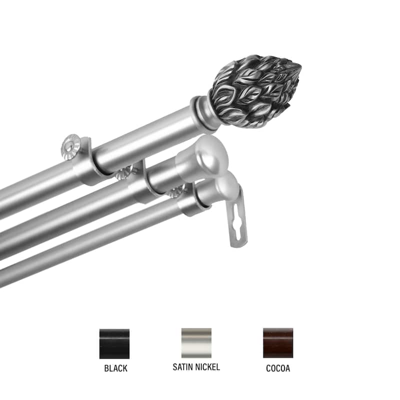 InStyleDesign Kindle Triple Curtain Rod 13/16 inch dia. - 66 to 120 inches - Satin Nickel
