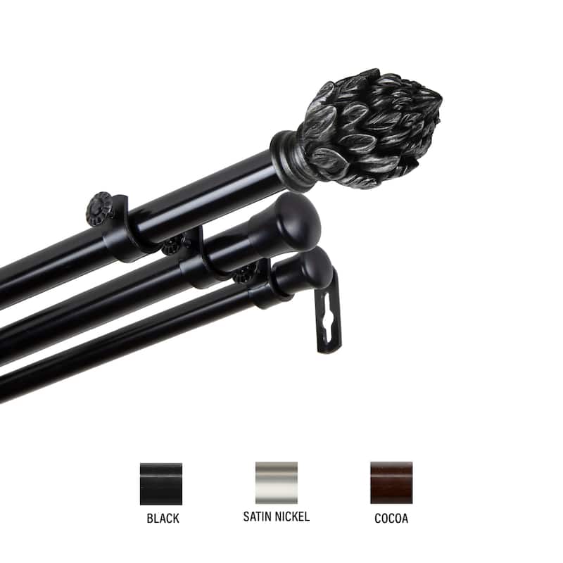 InStyleDesign Kindle Triple Curtain Rod 13/16 inch dia. - 120 to 170 inches - Black
