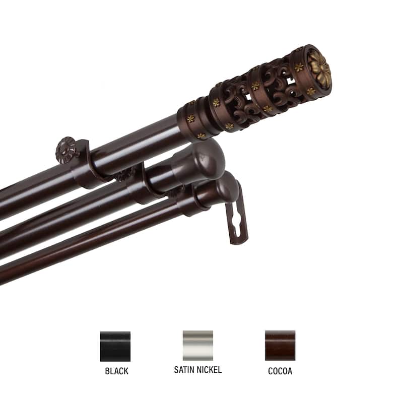 InStyleDesign Carnival Triple Curtain Rod 13/16 inch dia. - 66 to 120 inches - Cocoa