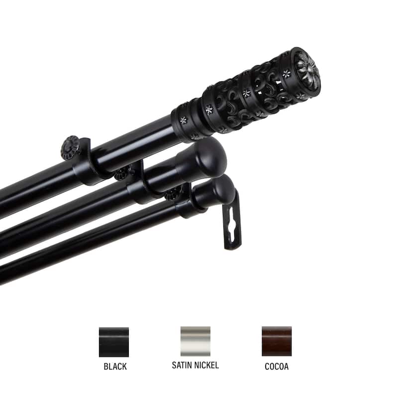 InStyleDesign Carnival Triple Curtain Rod 13/16 inch dia. - 48 to 84 inches - Black