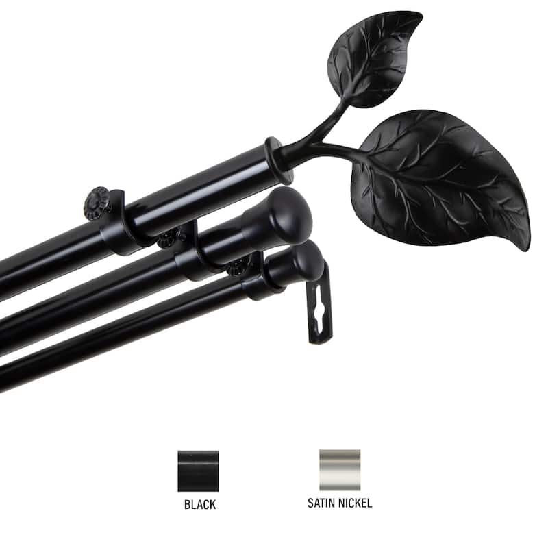 InStyleDesign Vine Triple Curtain Rod 13/16 inch dia. - 120 to 170 inches - Black