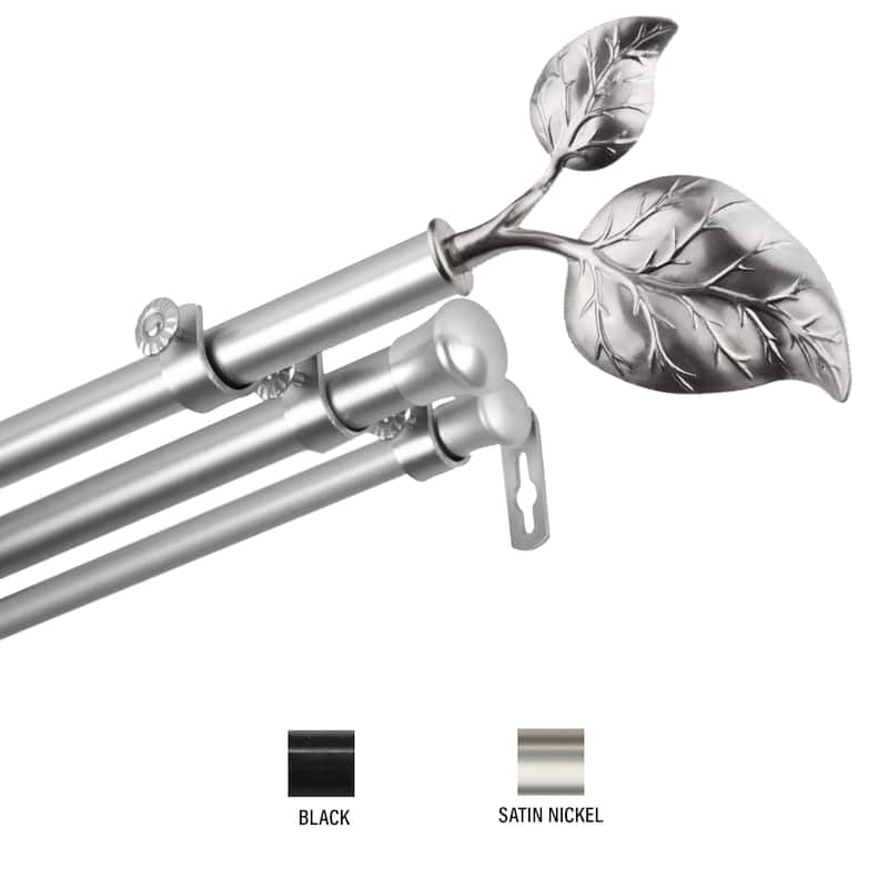 InStyleDesign Vine Triple Curtain Rod 13/16 inch dia. - 66 to 120 inches - Satin Nickel