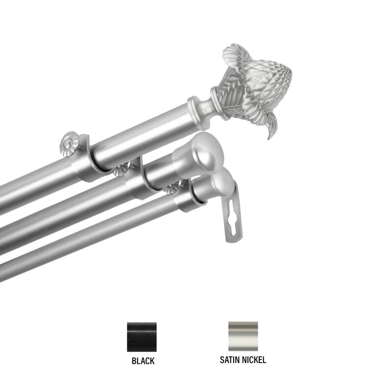 Gracewood Hollow Min 13/16th-inch Triple Curtain Rod - 120 to 170 inches - Satin Nickel