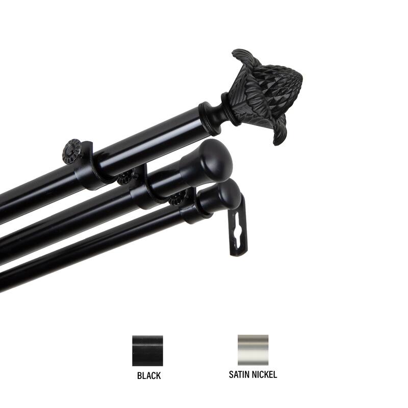 Gracewood Hollow Min 13/16th-inch Triple Curtain Rod - 48 to 84 inches - Black