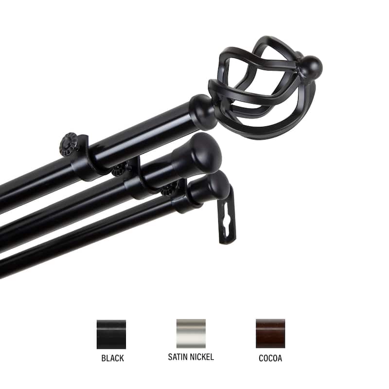 InStyleDesign Torison Triple Curtain Rod 13/16 inch dia. - 120 to 170 inches - Black