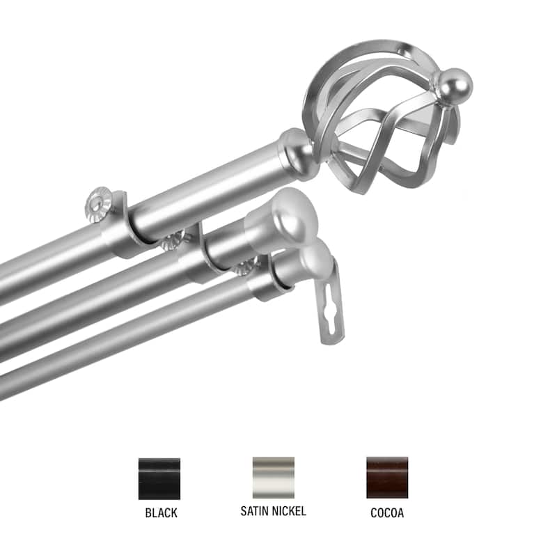 InStyleDesign Torison Triple Curtain Rod 13/16 inch dia. - 66 to 120 inches - Satin Nickel