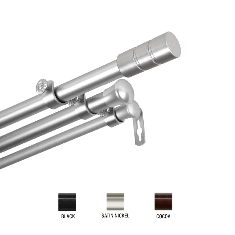 InStyleDesign Greyor Triple Curtain Rod 13/16 inch dia. - 66 to 120 inches - Satin Nickel