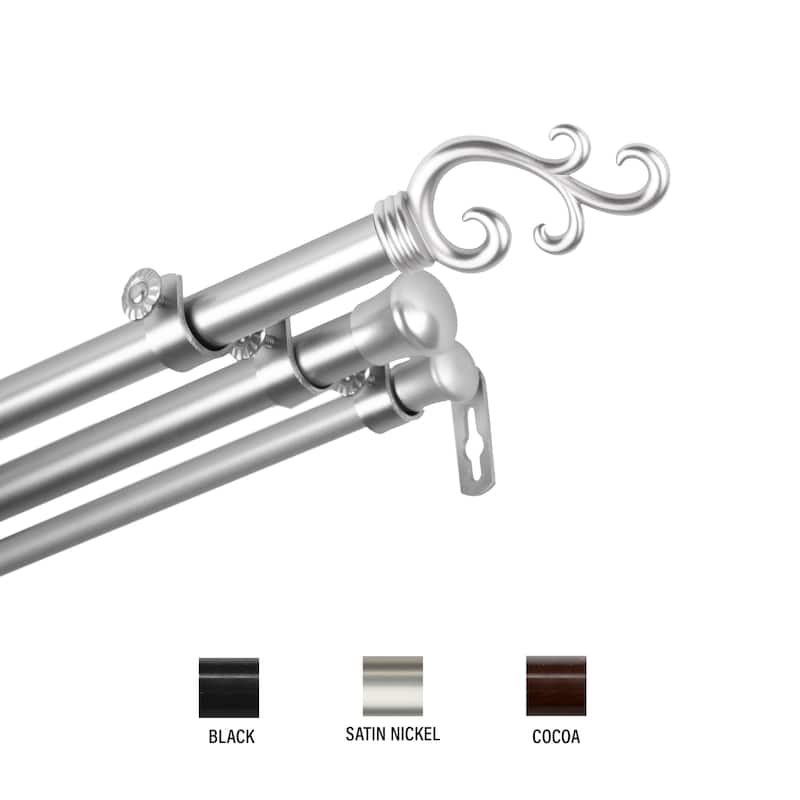 InStyleDesign Sway Triple Curtain Rod 13/16 inch dia. - 28 to 48 inches - Satin Nickel