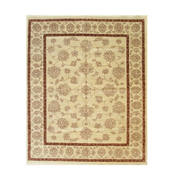 Ivory Hand-knotted Wool Traditional Agra Rug - 8' 1 x 10'
