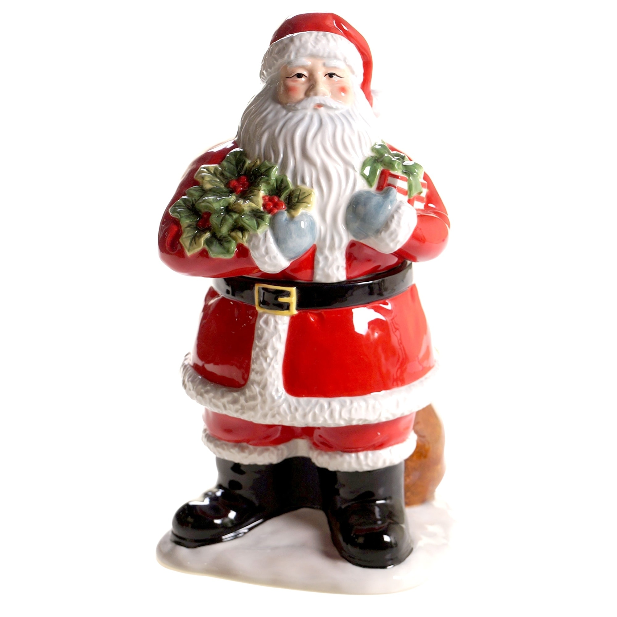 Joie De Vivre 3D Stoneware Santa Christmas Cookie Jar Air Tight Seal