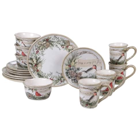 Certified International Holly and Ivy 16-piece Dinnerware Set
