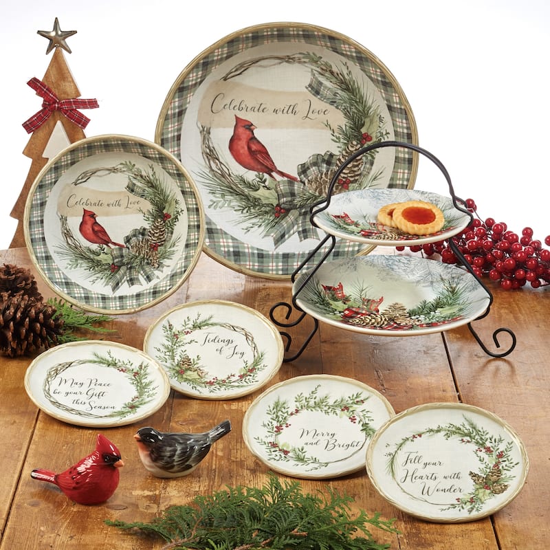 Certified International Holly and Ivy 6-inch Canape Plates, Set of 4