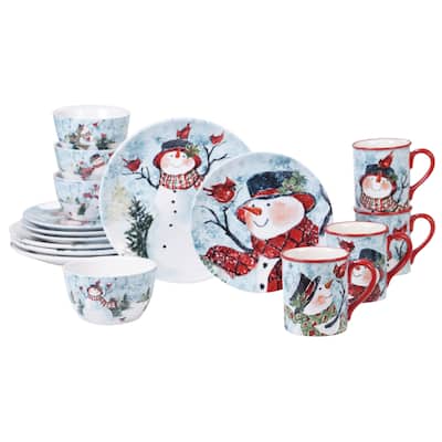 Certified International Watercolor Snowman 16-piece Dinnerware Set