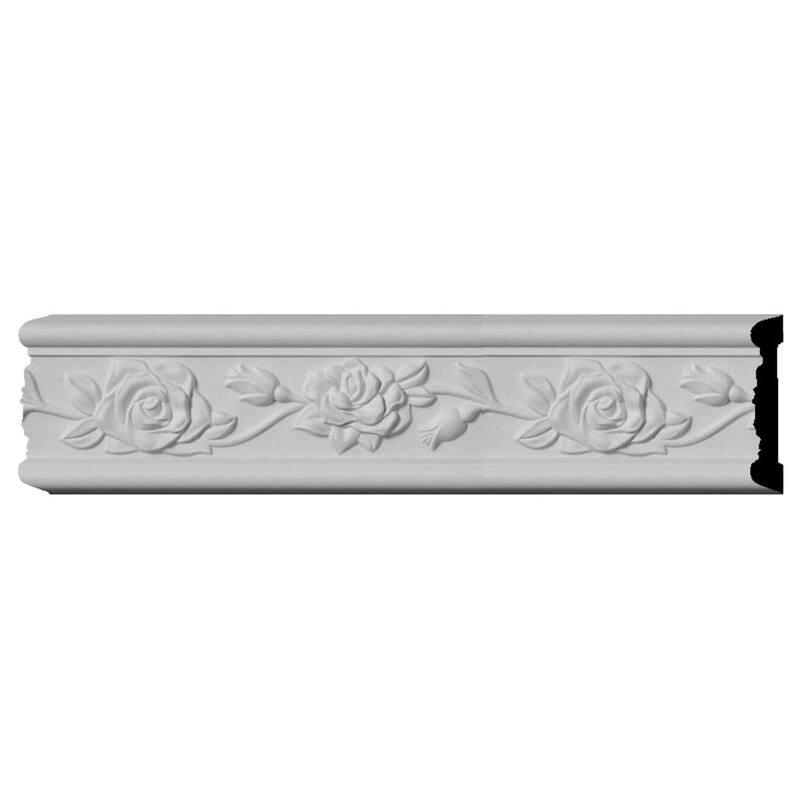 3 7/8"H x 3/4"P x 94 1/2"L, (9 5/8" Repeat), Running Rose Chair Rail