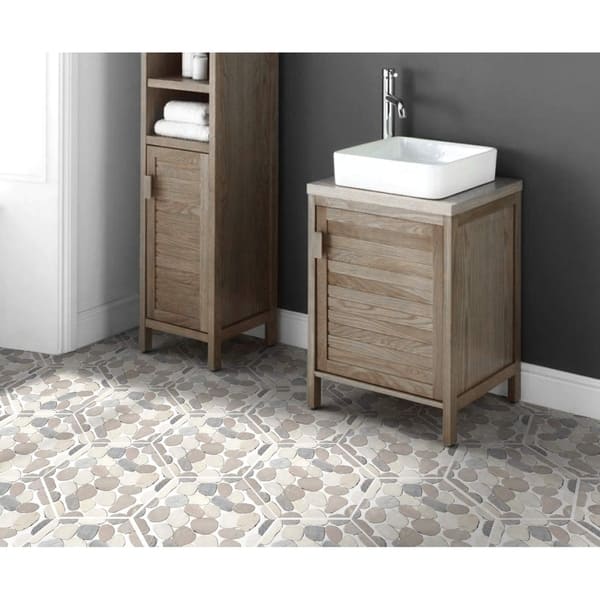 Interlocking Hexagon Shape Pebble Mesh Tiles 12 Pack Interlocking Hexagon Shape Pebble Mesh