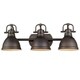 preview thumbnail 1 of 3, Golden Lighting Duncan Rubbed Bronze Steel 3-light Bath Vanity - 8.25" L x 24.5" W x 8.5" H (As Is Item)