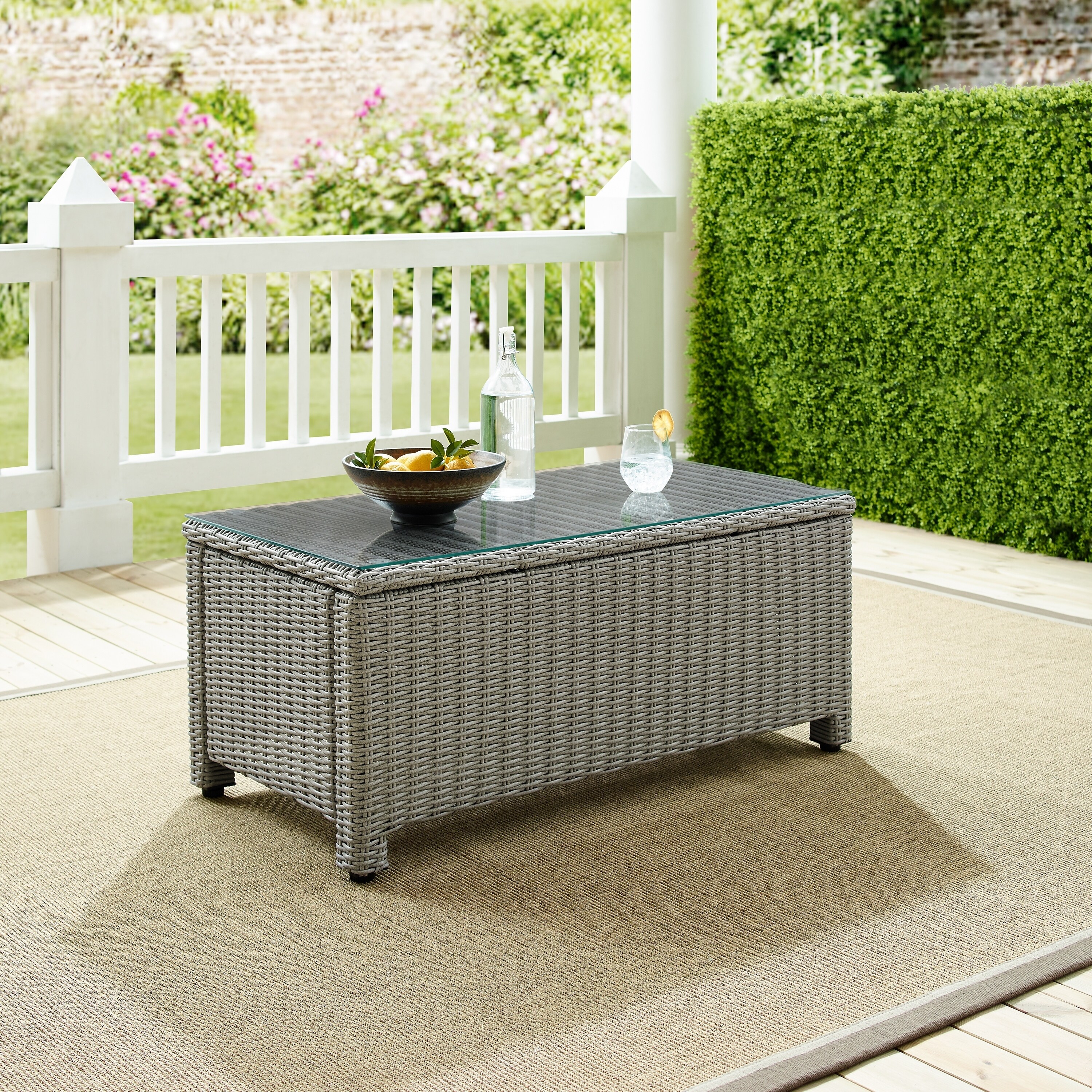 gray wicker patio coffee table