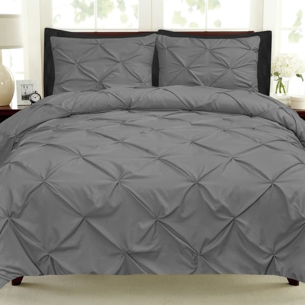 Gray - Queen - Porch & Den Pleat Pintuck 9-piece Set