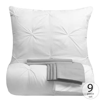 Porch & Den Chinook Luxury Pinch Pleat Pintuck 9-piece Bed-In-a-Bag