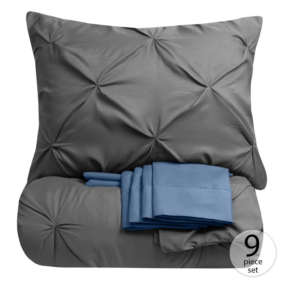 Porch & Den Chinook Luxury Pinch Pleat Pintuck 9-piece Bed-In-a-Bag