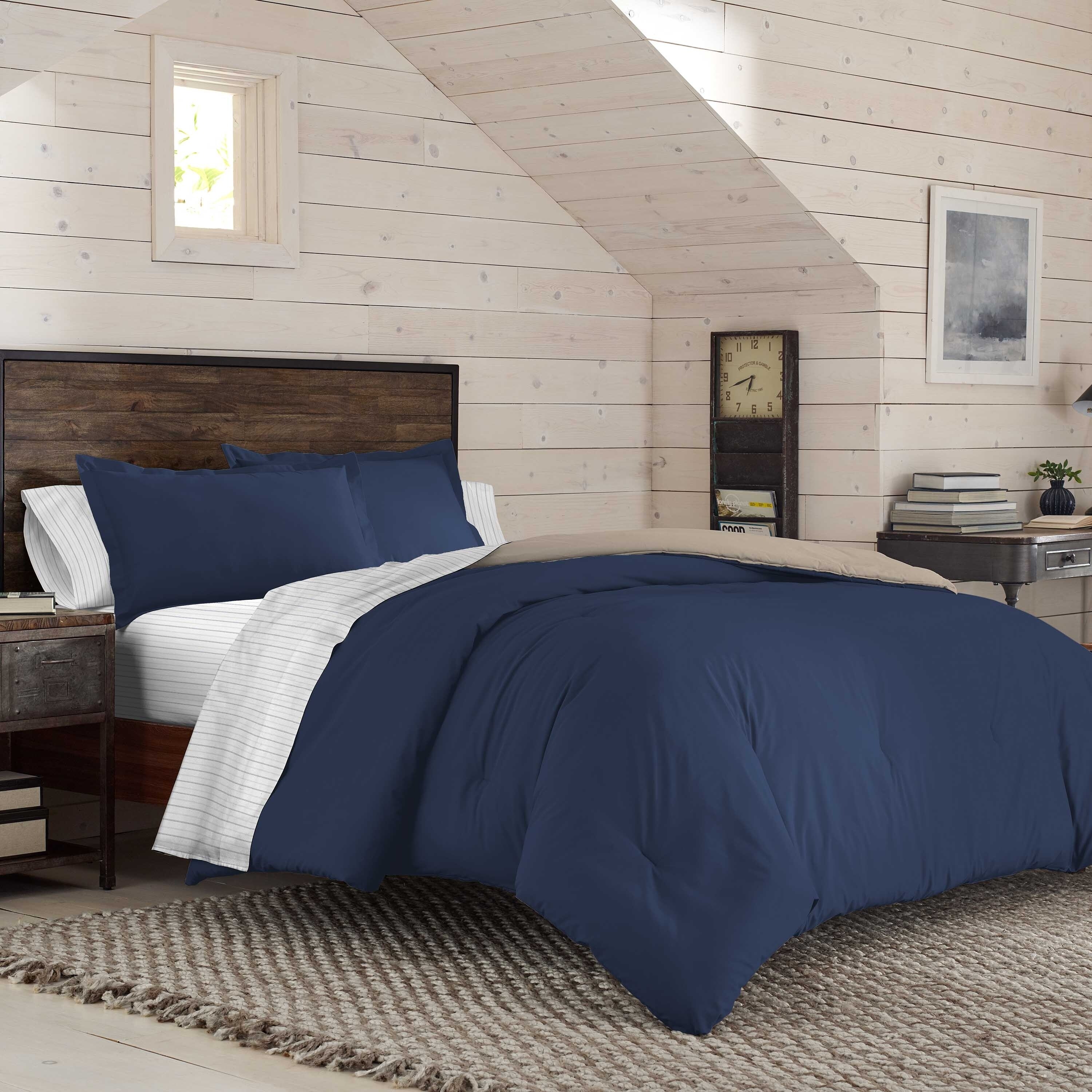 Izod Solid Reversible 7 Pc Comforter Bed In A Bag Set