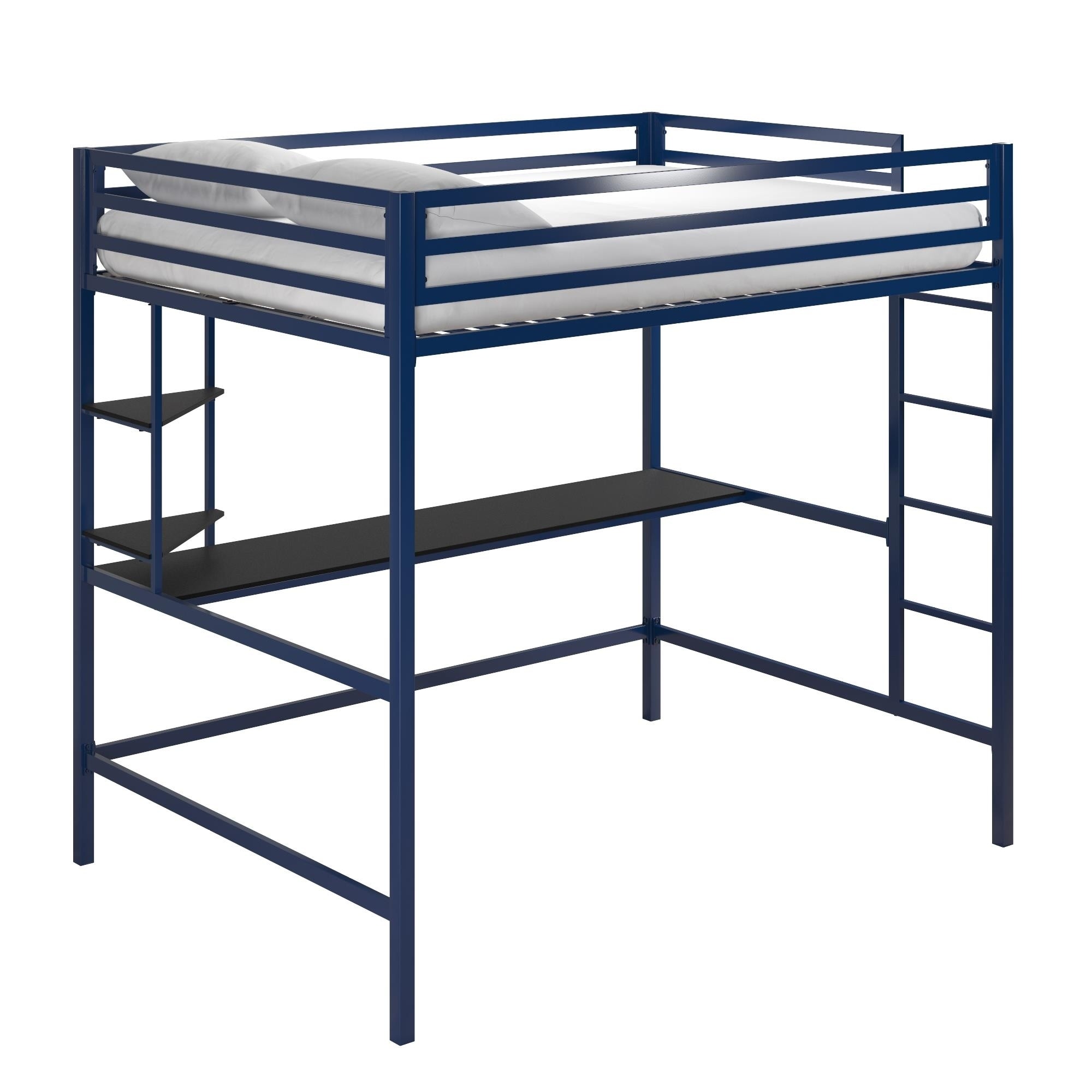 Shop Novogratz Maxwell Metal Loft Bed With Desk Shelves Free