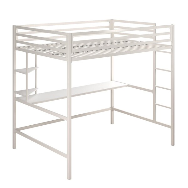 metal loft bed with shelves