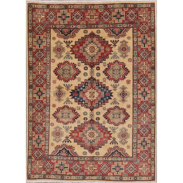 Hand-Knotted Kazak Oriental Wool Traditional Pakistani Area Rug - 6'9" x 5'0"