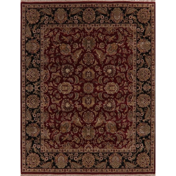 Agra Oriental Hand Knotted Traditional Wool Indian Area Rug - 9'10" x 7'11"