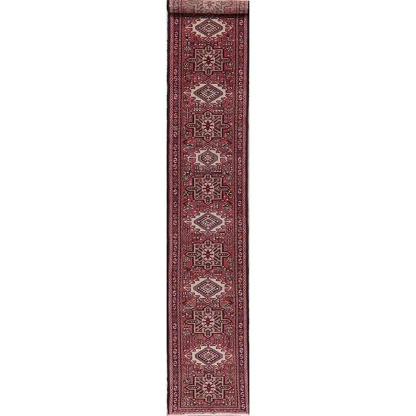 Traditional Gharajeh Oriental Vintage Hand-Knotted Wool Persian Rug - 12'11" x 2'0" Runner
